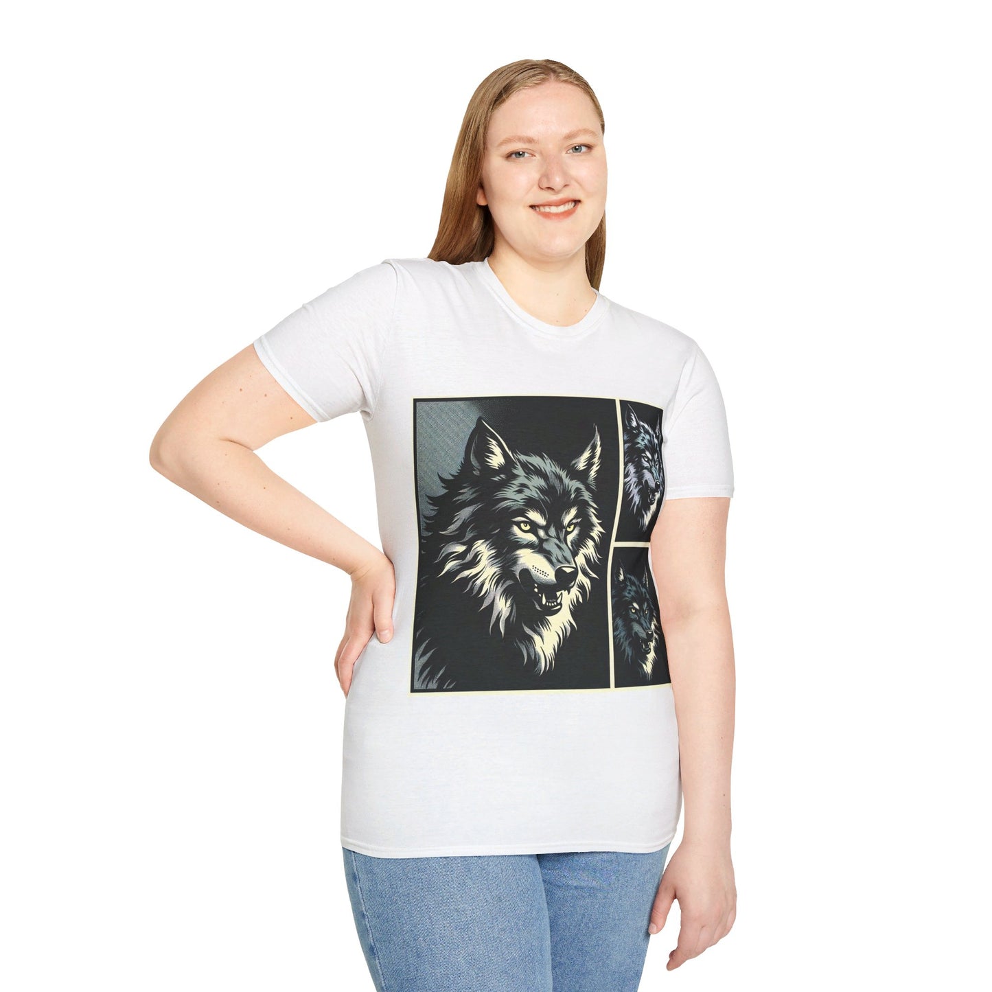 Wolf Print Unisex Softstyle T-Shirt