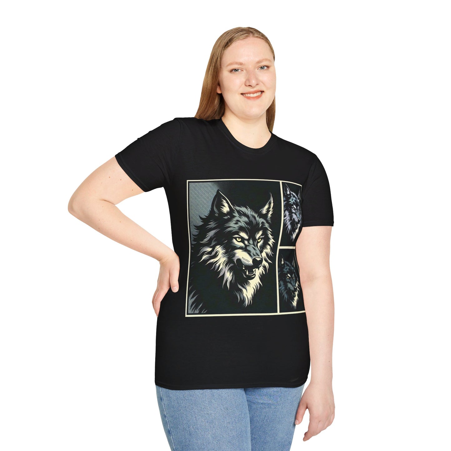 Wolf Print Unisex Softstyle T-Shirt