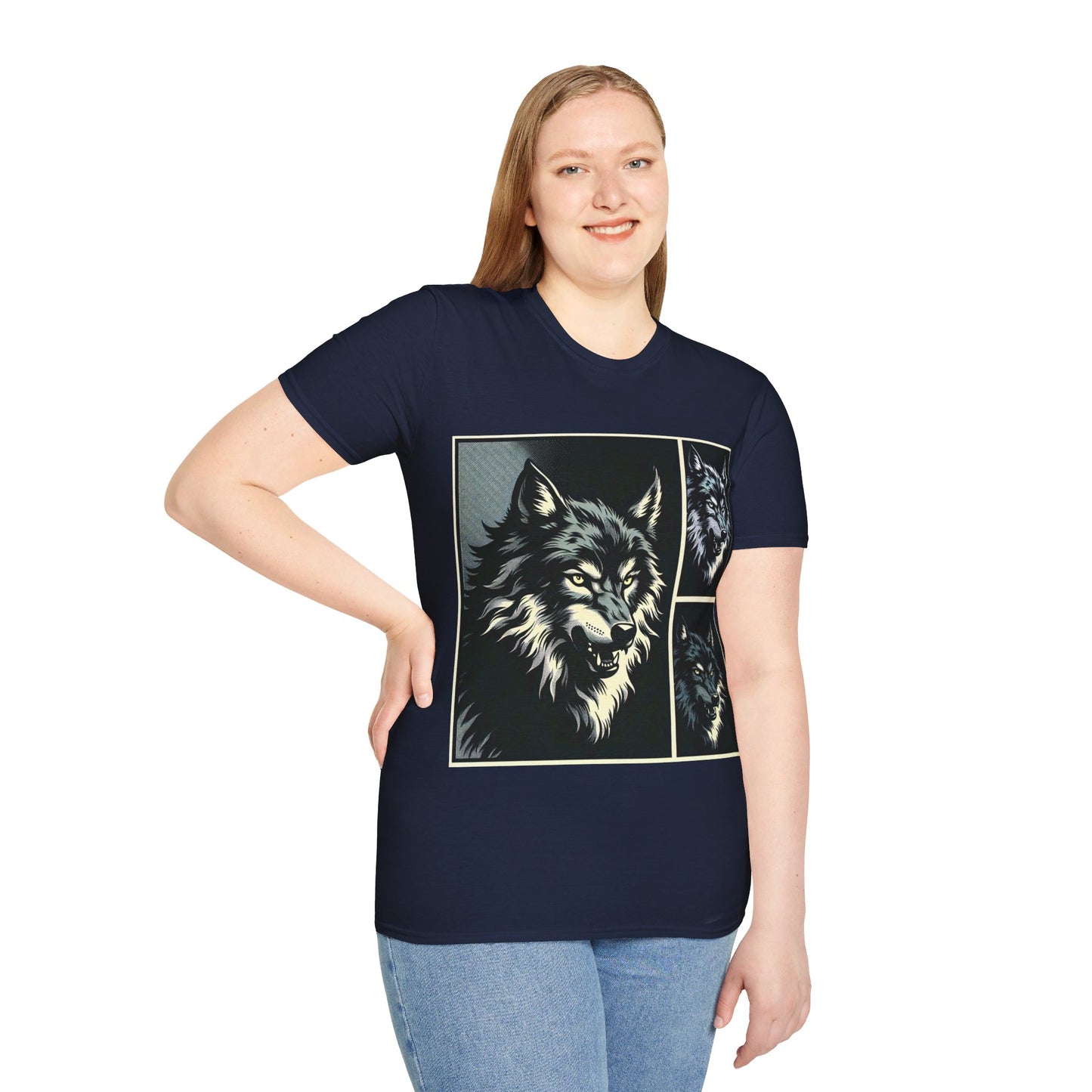 Wolf Print Unisex Softstyle T-Shirt