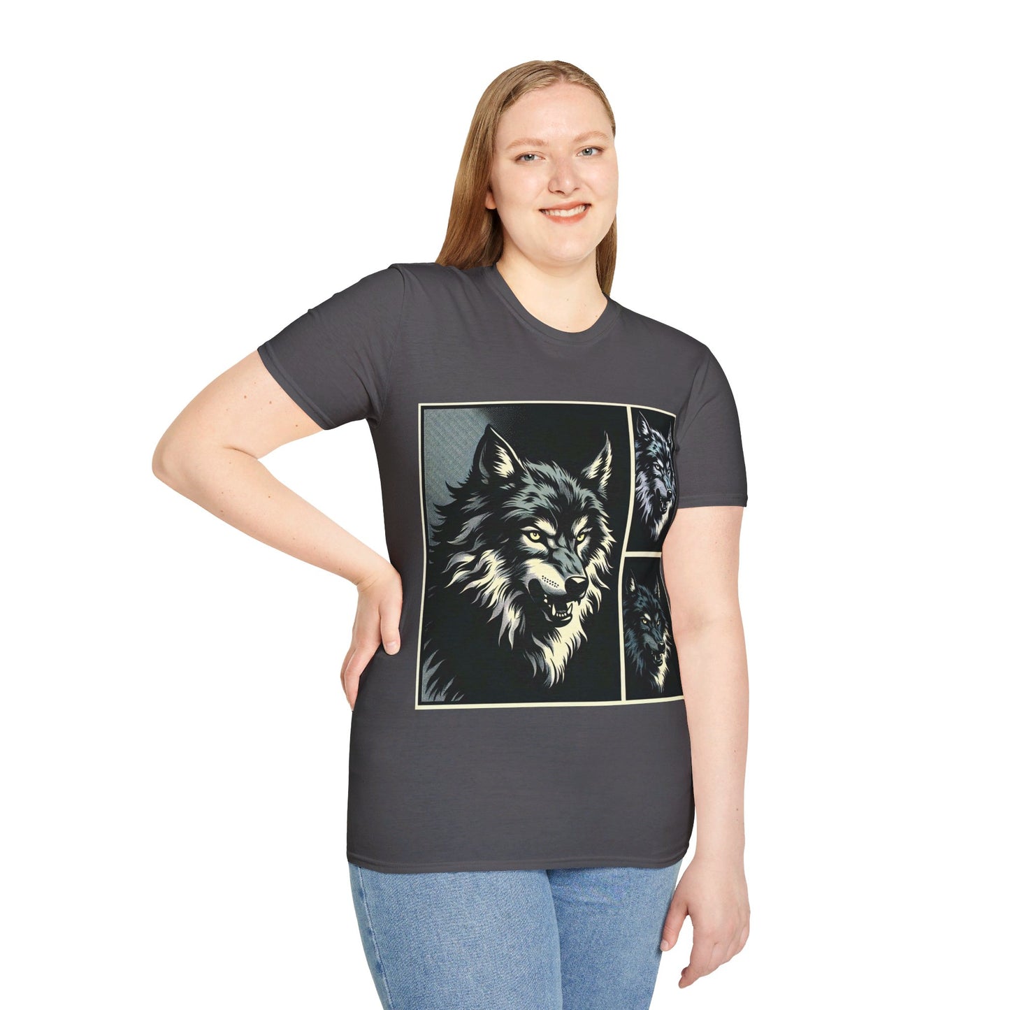 Wolf Print Unisex Softstyle T-Shirt