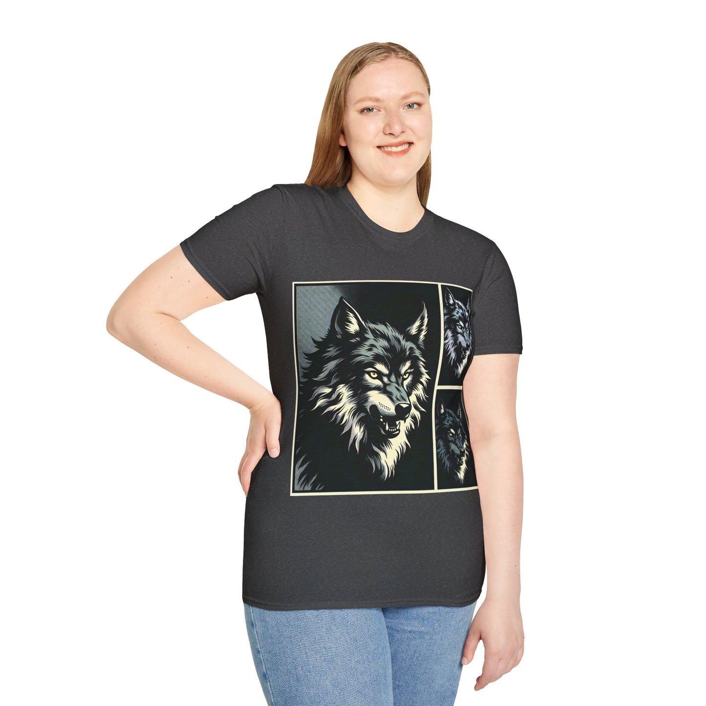 Wolf Print Unisex Softstyle T-Shirt